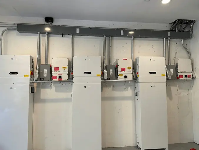 Commercial battery backup system installed by Laguna Electric in Orange County
